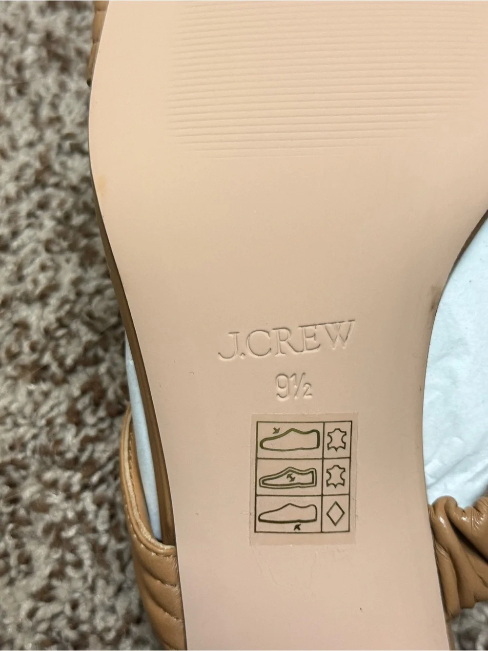 J. Crew Tan Block Heel Leather Mules